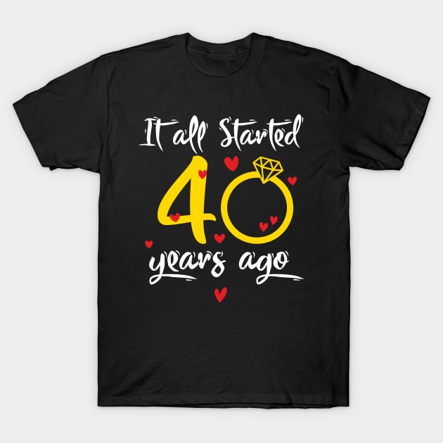 Wedding Anniversary 40 Years Together Golden Family Marriage Gift For Husband And Wife T-Shirt by truong-artist-C